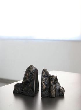 中式客厅创意假山办公室桌面书立架书夹书挡工艺品家居装饰品摆件