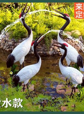 仿真丹顶鹤白鹭动物雕塑景观公园庭院售楼部水池农场装饰工艺摆件