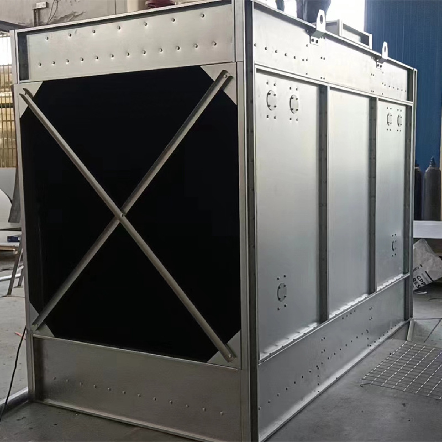 半钢型开式方形横流冷却塔空调系统循环水降温高效率低噪音低能耗 - 图0