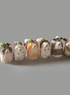 手工木雕猫咪编织汽车钥匙扣挂件diy包包书包挂饰创意生日礼物