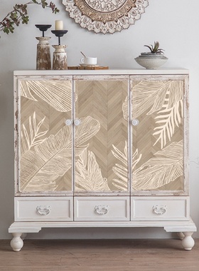 ##复古创意木纹家具贴纸翻新改色贴膜自粘防水玄关客厅鞋柜装饰门