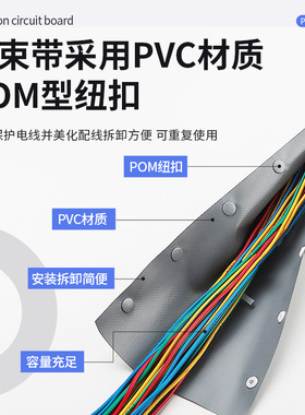 PC型号扣式结束带阻燃PVC按扣套管电线电缆保护套裹线布包线