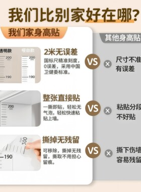 透明可移除不伤墙精准儿童身高贴
