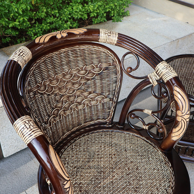 印尼真藤藤椅民宿阳台三件套桌椅组合别墅阳台藤椅单人靠背藤编椅,淘宝优惠券,粉丝福利购,淘宝优惠卷