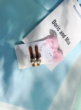DORISANDMIA正品珍珠莫兰迪色侧边夹清新气质发夹