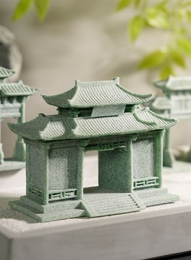 青砂石盆景造景创意微景观大门牌坊摆设假山流水装饰小