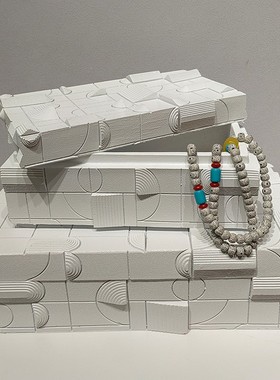 长方形木雕纹理首饰盒高级感饰品珠宝高档储物盒轻奢装饰摆件