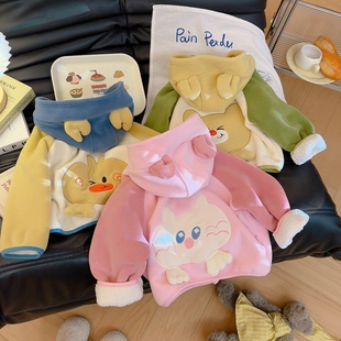 宝宝新款洋气卡通加绒卫衣卫裤