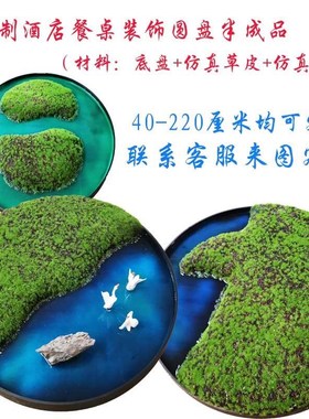 圆桌转盘中间盘餐桌盆景装饰空盘景观盆圆盘底盘沙盘底座