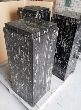 层天然银白龙石材 酒店样板房会所现代方型展台 饰品摆台