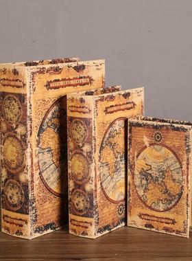 假书收纳盒复古书本仿真书籍欧式古典怀旧拍摄道具书房软装饰摆件