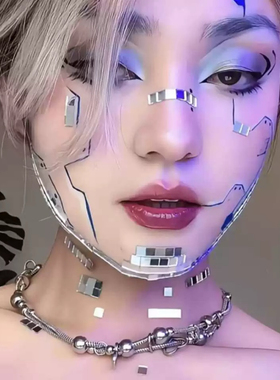 MurMur 未来感机械感小红书同款AI赛博朋克演唱会贴纸cos自粘脸贴