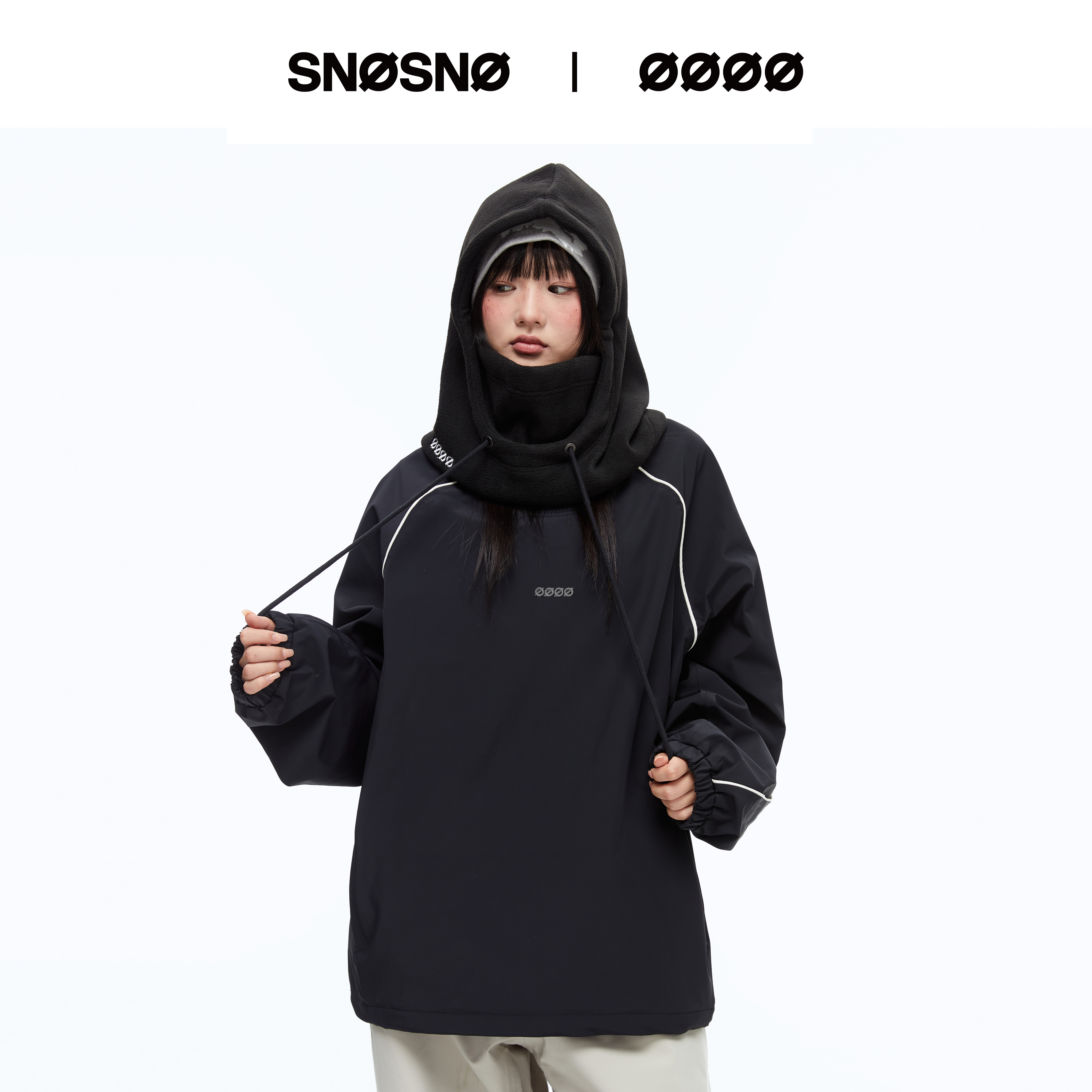 SNOSNO滑雪服V领外套上衣套头滑雪卫衣硬壳男女防防水户外专业 - 图0