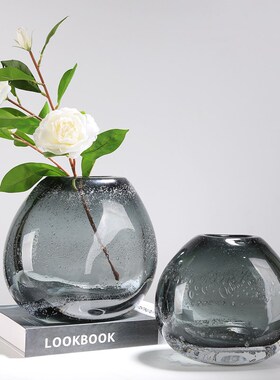 琉璃玻璃气泡花瓶花器摆件酒店玄关餐桌样板房客厅电视柜极简摆设