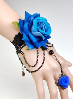 朋克风蕾丝手腕复古哥特配饰手链lolita手饰手套万圣节玫瑰花红色