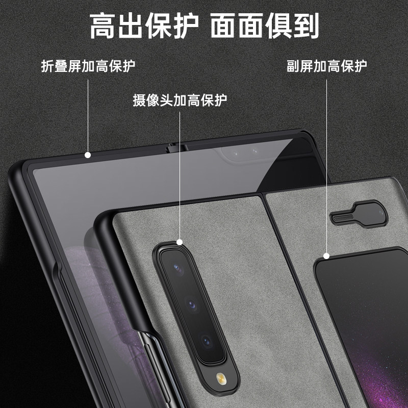 适用三星fold手机壳W20折叠屏W2020羊巴皮保护套F9000全包防摔smf硅胶软galaxy磨砂zfold1代超薄flod男女