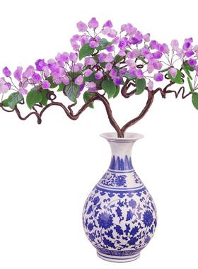 天然紫水晶装饰品客厅玄关酒柜茶几边角几电视柜左右对称玉器摆件