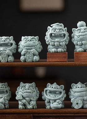 创意可爱小狮子茶宠摆件带底座招财进宝博才如意家居客厅茶桌装饰