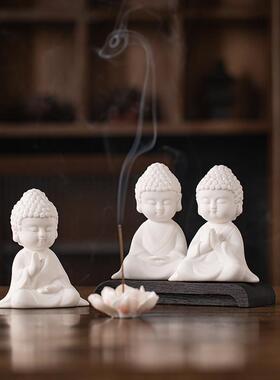 禅意白瓷如来线香炉香插摆件中式佛像茶宠家居客厅茶桌茶空间装饰