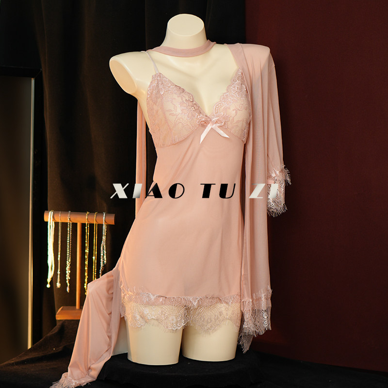 小兔子~紫色性感蕾丝透视吊带裙qqny纯欲风约会外袍女,淘宝优惠券,粉丝福利购,淘宝优惠卷