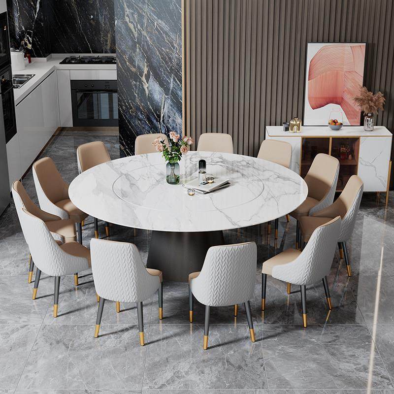 意式轻奢岩板圆桌内嵌入式转盘电动电磁炉现代家用圆形大饭桌2米,淘宝优惠券,粉丝福利购,淘宝优惠卷