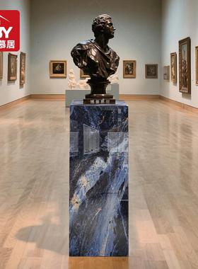 岩板立柱子大理石艺术底座展示摆台入户玄关增高落地式客厅花架子