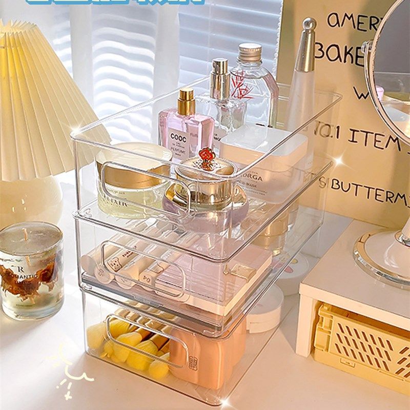小红书同款多功能可叠加桌面收纳盒透明亚克力学生宿舍文具整理盒,淘宝优惠券,粉丝福利购,淘宝优惠卷