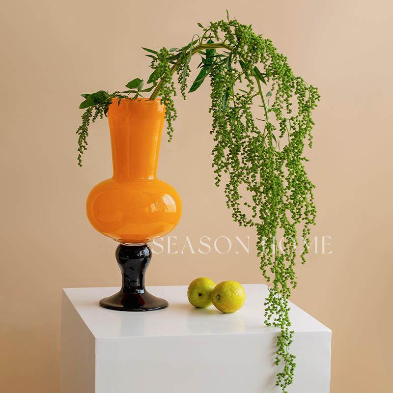 新中式高脚花瓶琉璃中古风软装摆件归缶鲜花百合水养玻璃艺术花器,淘宝优惠券,粉丝福利购,淘宝优惠卷