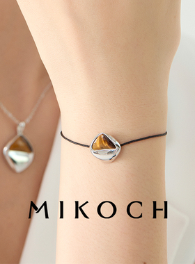 MIKOCH黑绳方形虎眼石手链女款2025高级感轻奢小众配饰百搭手链
