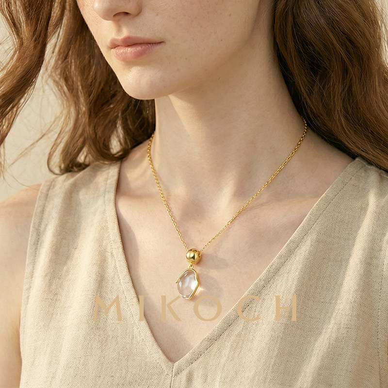 MIKOCH白水晶项链925银镀金锁骨链女2025高级感轻奢小众配饰,淘宝优惠券,粉丝福利购,淘宝优惠卷