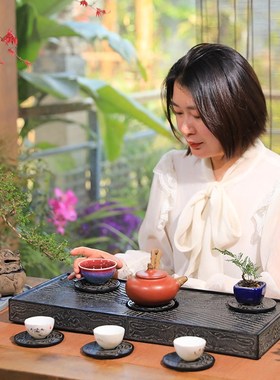 陋石坊新干泡茶盘客厅茶几功夫茶具长方形排水小茶台茶