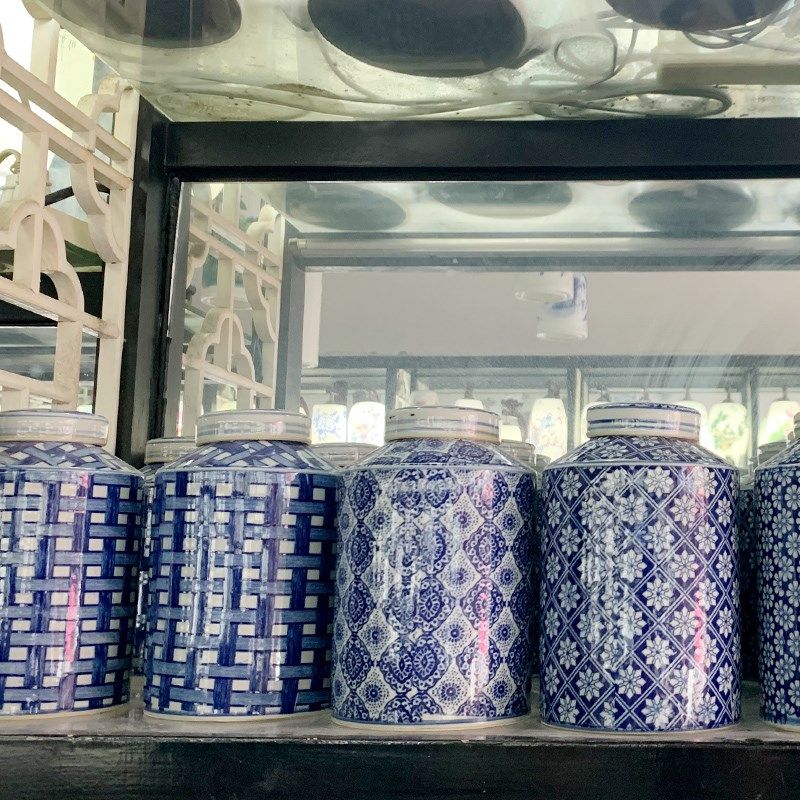 新中式古典青花瓷喜字陶瓷储物罐摆件家居玄关电视柜酒柜装饰花瓶,淘宝优惠券,粉丝福利购,淘宝优惠卷