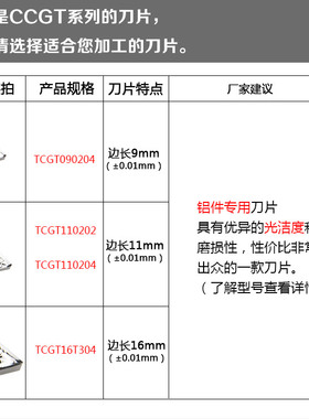 数控铝用刀片TCGT16T308-AK H01三角形车床内孔铝件外圆车刀刀粒