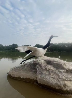 仿真动物丹顶鹤摆件展翅飞翔仙鹤摆件白鹤丹顶鹤白鹭模型手工艺品