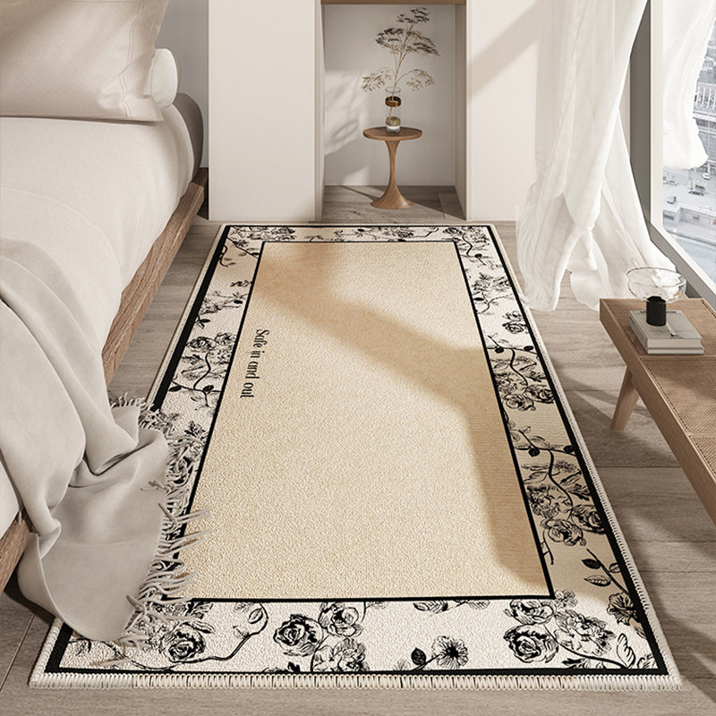 Waterproof and anti-fouling bedside blanket, bedroom carpet, French style high-end wardrobe, F room, front bed and under bed floor mat, anti-slip fixed