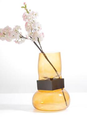 简约现代高档抽象彩色玻璃花器样板间新房餐厅玄关桌面插花花瓶