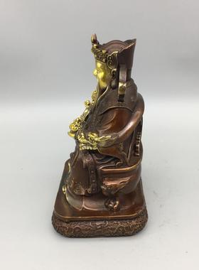 紫色鎏金财神爷家用黄铜佛像摆件客厅家居店铺乔迁供奉开业