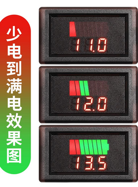 电动车防水电量电压表显示器蓄电池电压电量表头通用反接保护