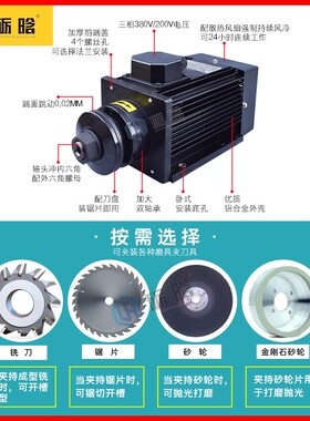 夹锯片电机主轴 石材雕刻机木材机主轴模具低速主轴 切割电机220V