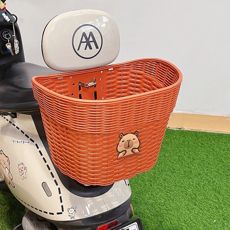 电动车后置车筐大容量菜篮爱卡通卡皮巴拉车后尾车篮置物篮,淘宝优惠券,粉丝福利购,淘宝优惠卷