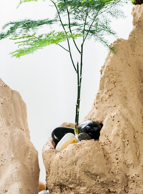 古都新鱼池假山造景水景循环流水器石槽鱼缸吸水陶瓷