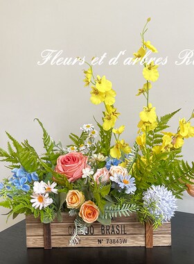 法式田园莫奈园仿真假干实木栅栏玄关餐桌艺