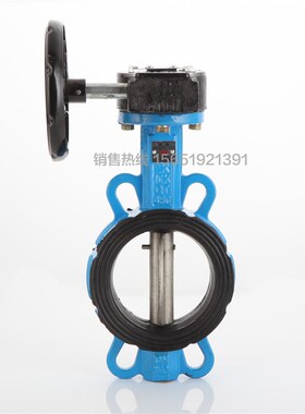 涡轮对夹式蝶阀D371X-16手动翻板阀球墨铁三元乙丙挂胶烤漆DN100