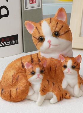 可爱母子猫摆件桌面花园办公室解压治愈系装饰品创意小猫咪送礼物