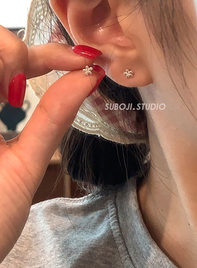 素泊集「玫瑰花」耳钉纯银999
