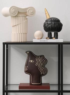 DSK-WF26树装脂罗马柱雕塑样板间玄饰书房酒店售楼处关书架边柜软