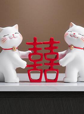 婚礼爱猫咪1068-双喜物字装饰品创意送新可人结礼中式客厅婚婚房