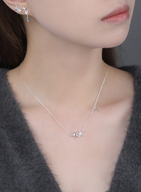 原创S999足银海星之韵韩甜美海星海蓝宝项链套装系列饰品