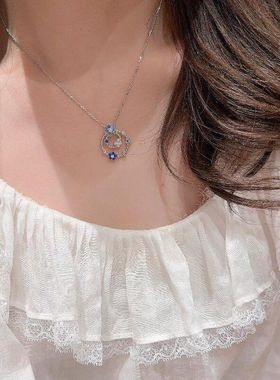 XBK甜美法式时尚感蓝色锁骨精致