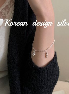 韩国ins风博主同款银饰S925纯银 精巧牛角包糖葫芦手链叠戴气质感